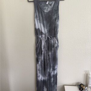 Gray Tie-Dye Jumpsuit